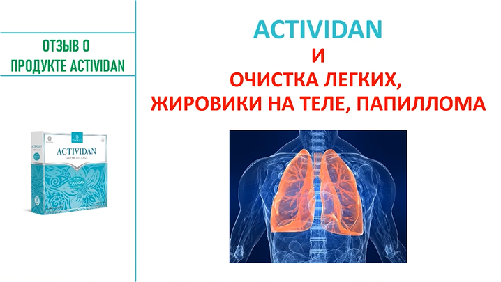 N128 Отзыв применения продукта ACTIVIDAN - ЖИРОВИКИ НА ТЕЛЕ, ОЧИСТКА ЛЕГКИХ, ПАПИЛЛОМ