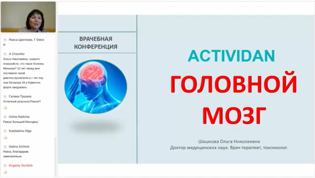 N162 Отзыв применения продукта ACTIVIDAN - ГОЛОВНОЙ МОЗГ (боли) 