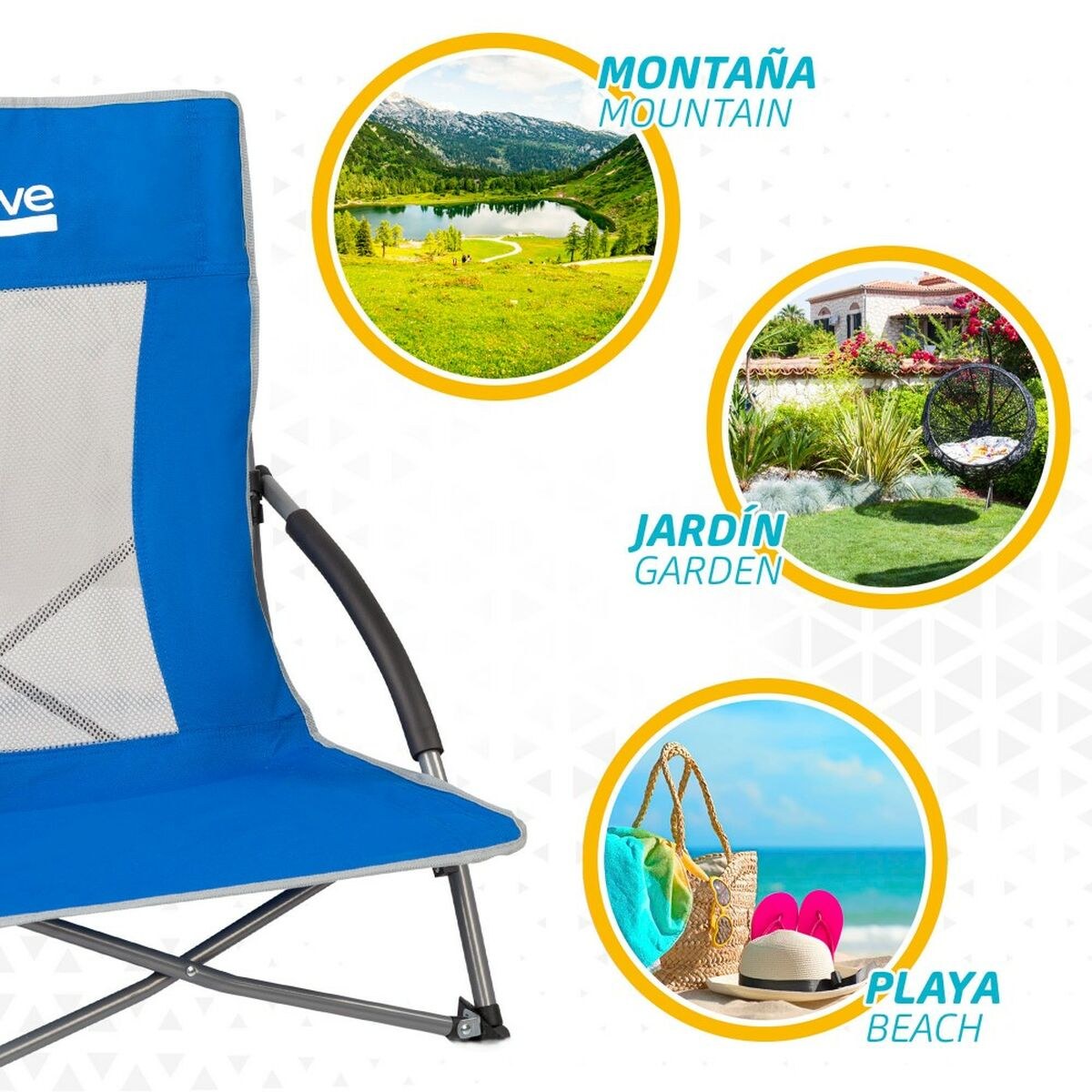 Beach Chair Blue 50 x 67 x 51 cm (4 Units)