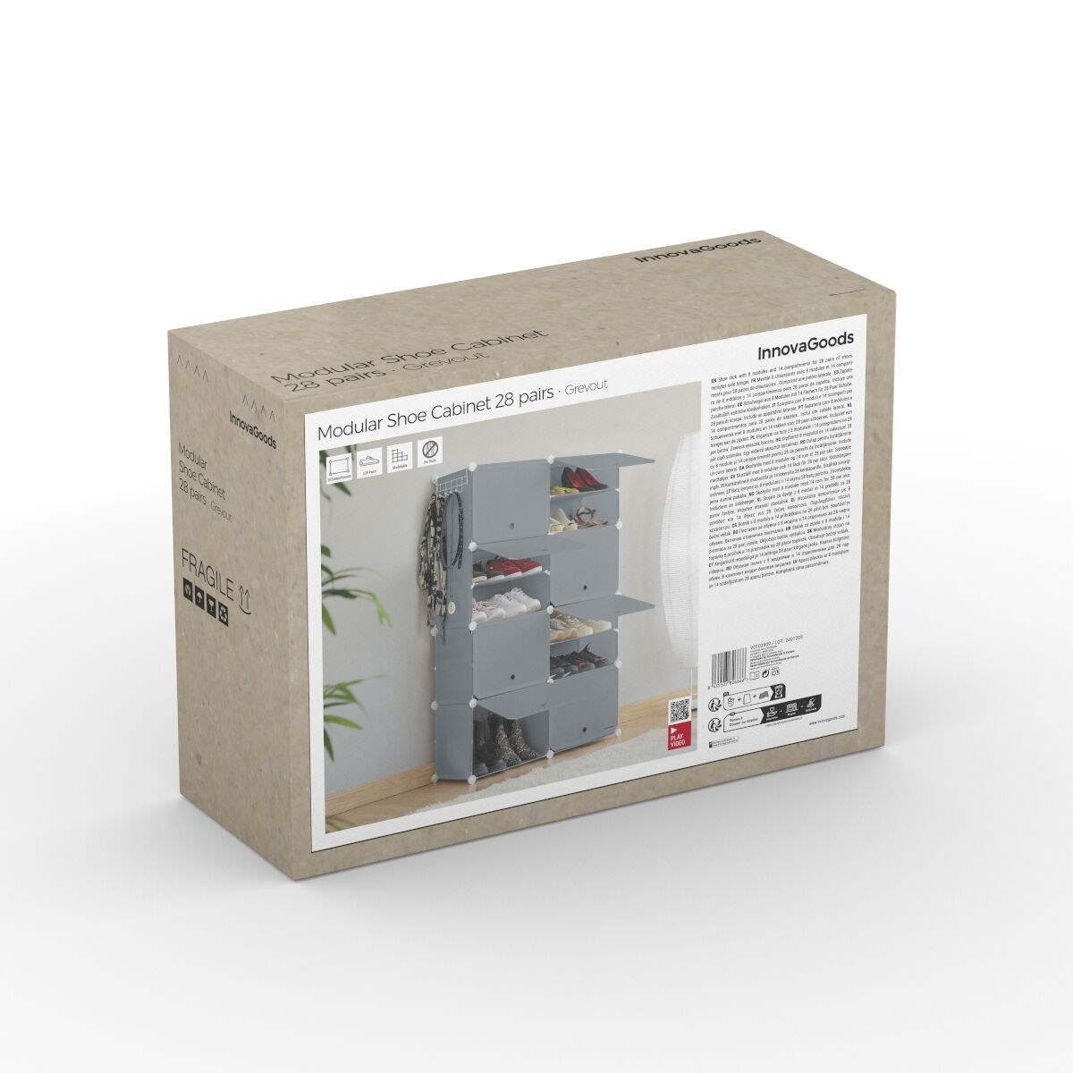 Portable Modular Shoe Cabinet Grey