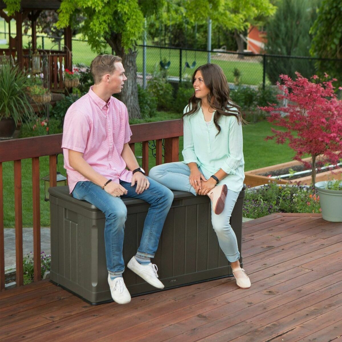 Outdoor Chest Brown 440 L Plastic 127 x 64 x 67 cm