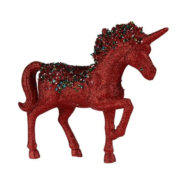 Decorative Figure Blue Red Unicorn 9,5 x 31 x 40 cm