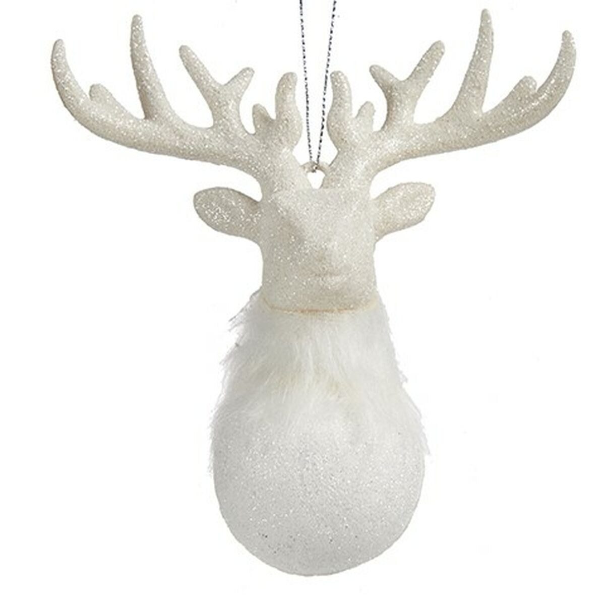 Christmas bauble White Plastic Glitter Reindeer 14 x 15,5 x 7 cm (24 Units)