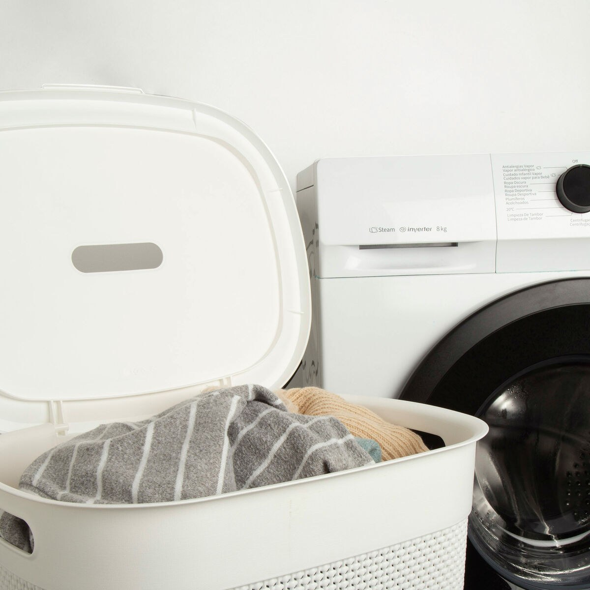 Laundry Basket White Plastic 55 L 44 x 61 x 35 cm (8 Units)