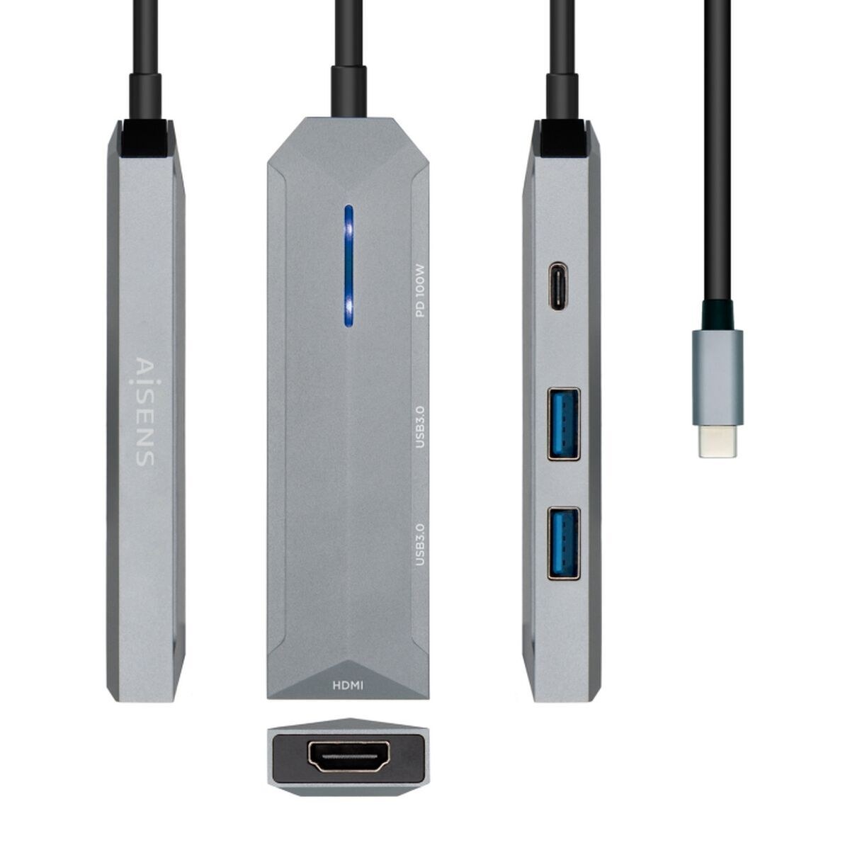 USB-C Hub ASUC-4P002-GR Grey 100 W