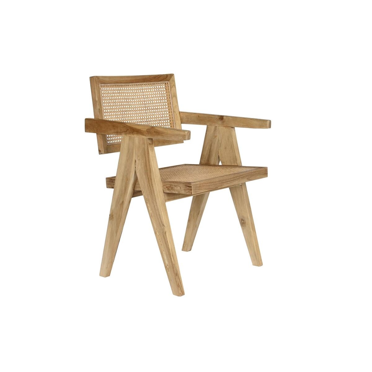 Dining Chair Natural Teak Rattan (58 x 56 x 82 cm)