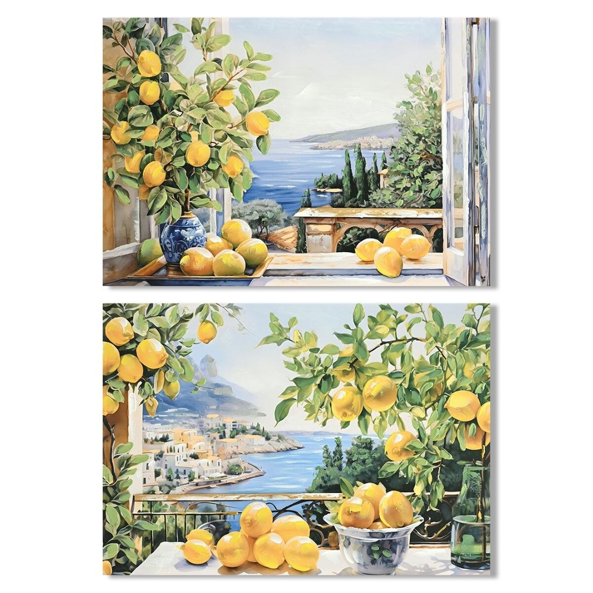 Canvas Yellow Blue Mediterranean 100 x 3 x 70 cm (2 Units)