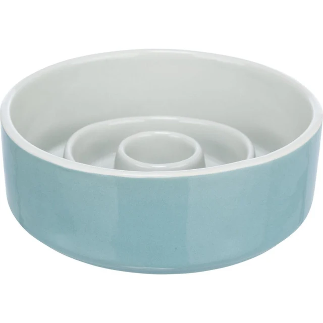 Dog Feeder Slow Feeding Blue Grey Ø 14 cm 450 ml