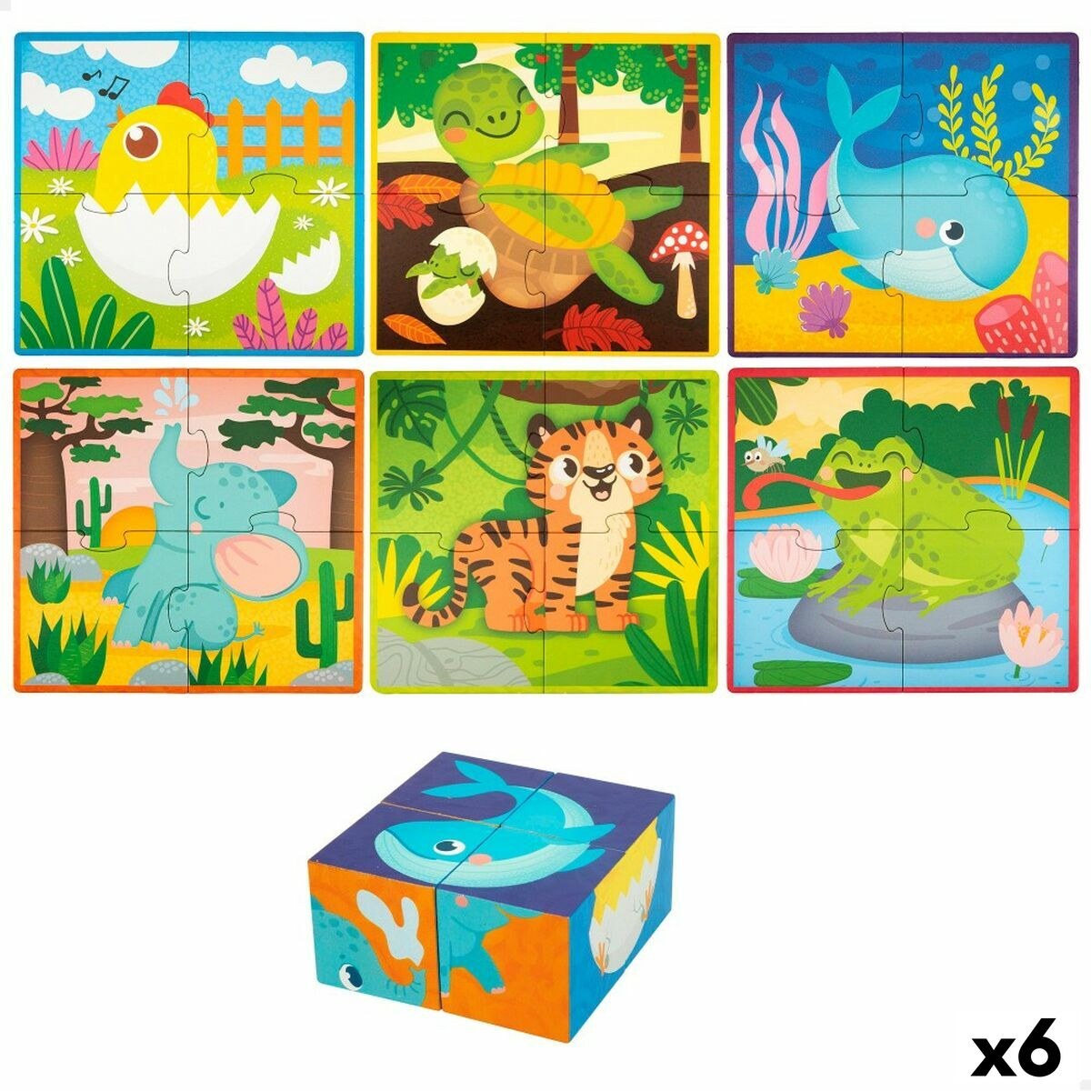 3D Puzzle 22 x 23 x 1 cm animals 4 Pieces (6 Units)