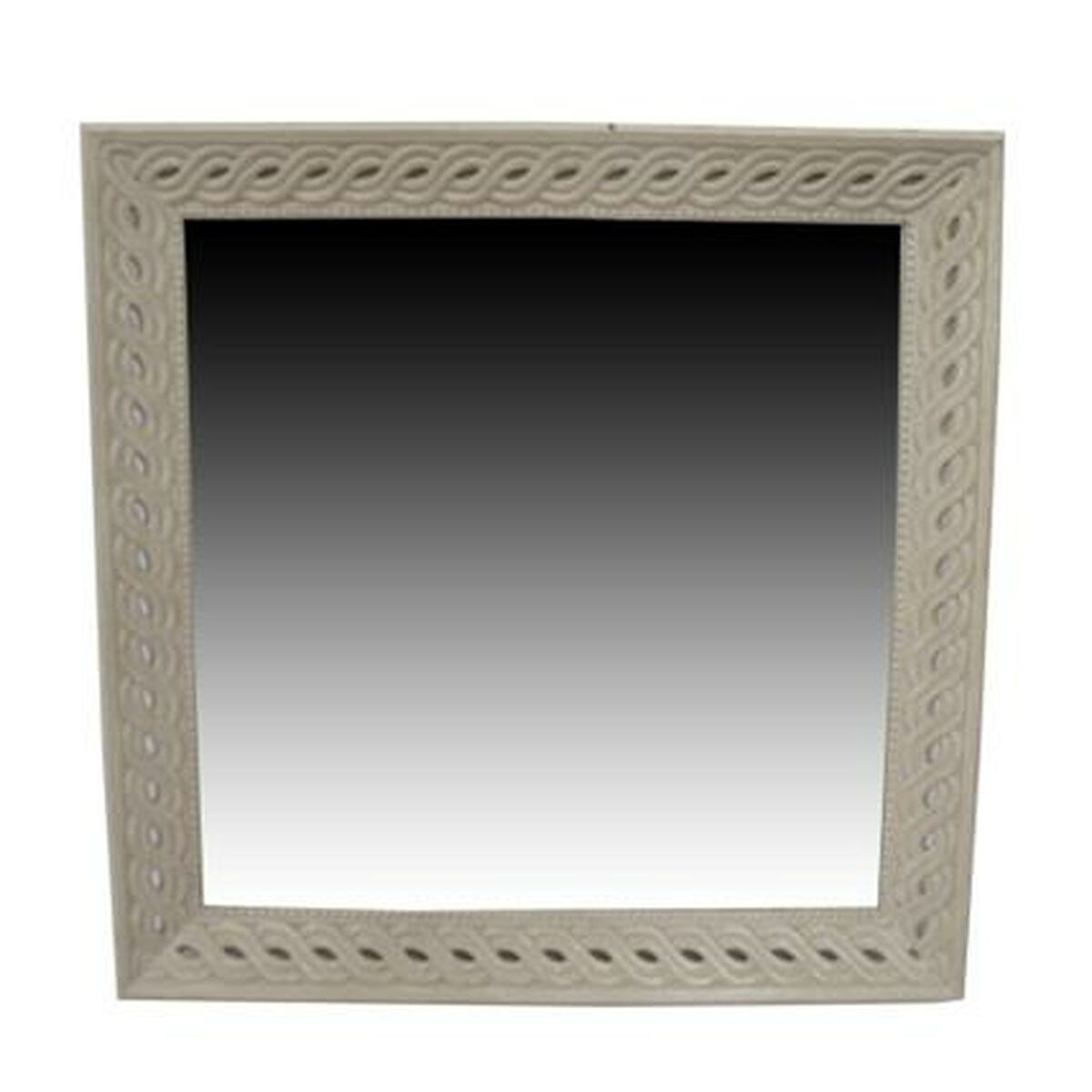 Wall mirror White Natural Mango wood Romantic 92 x 6 x 92 cm