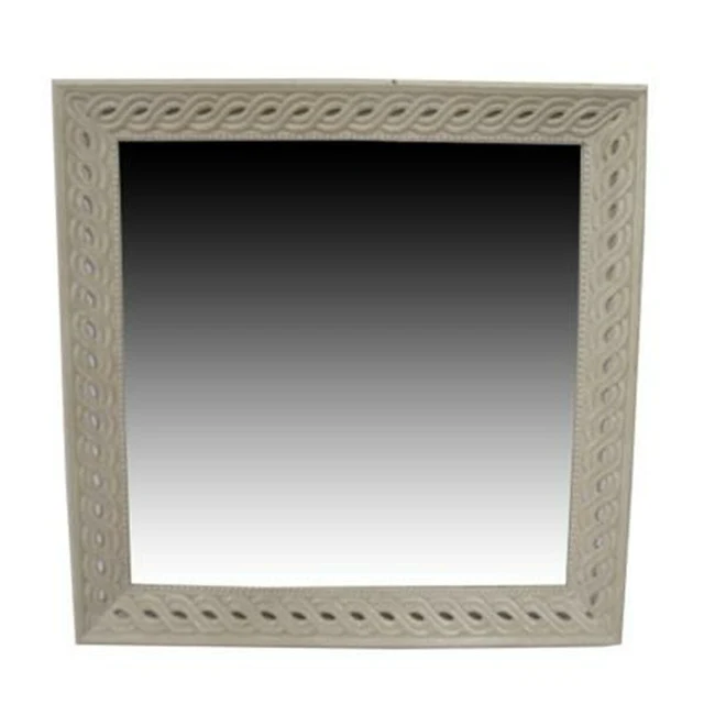 Wall mirror White Natural Mango wood Romantic 92 x 6 x 92 cm