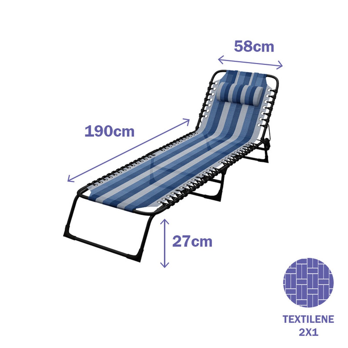 Sun-lounger Blue 190 x 27 x 58 cm