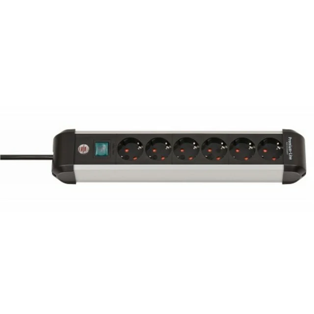 Power Socket - 6 Sockets with Switch Premium-Alu-Line 3500 W (3 m)