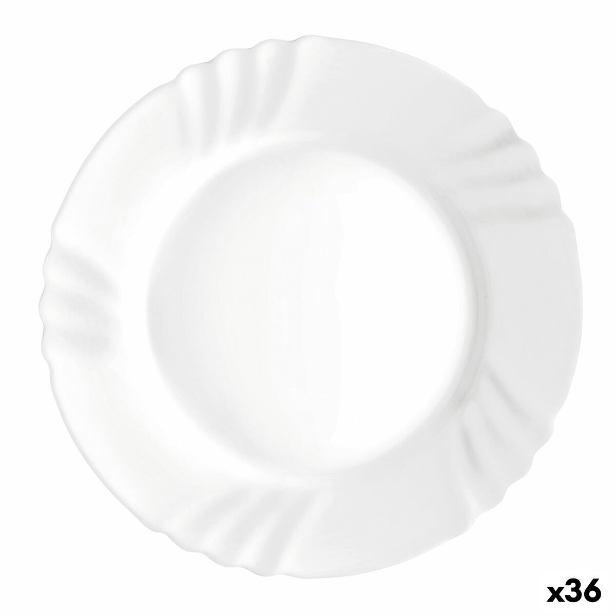 Flat plate Ebro White Glass (24 cm) (36 Units)