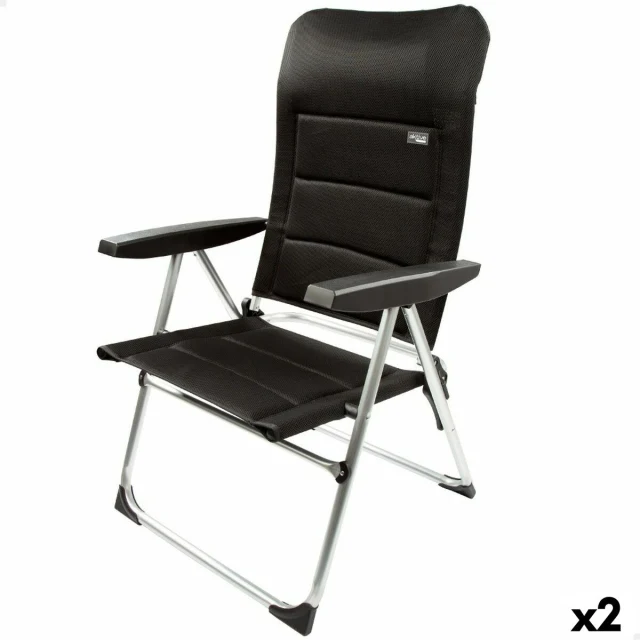 Beach Chair Deluxe Foldable Black 49 x 105 x 59 cm (2 Units)