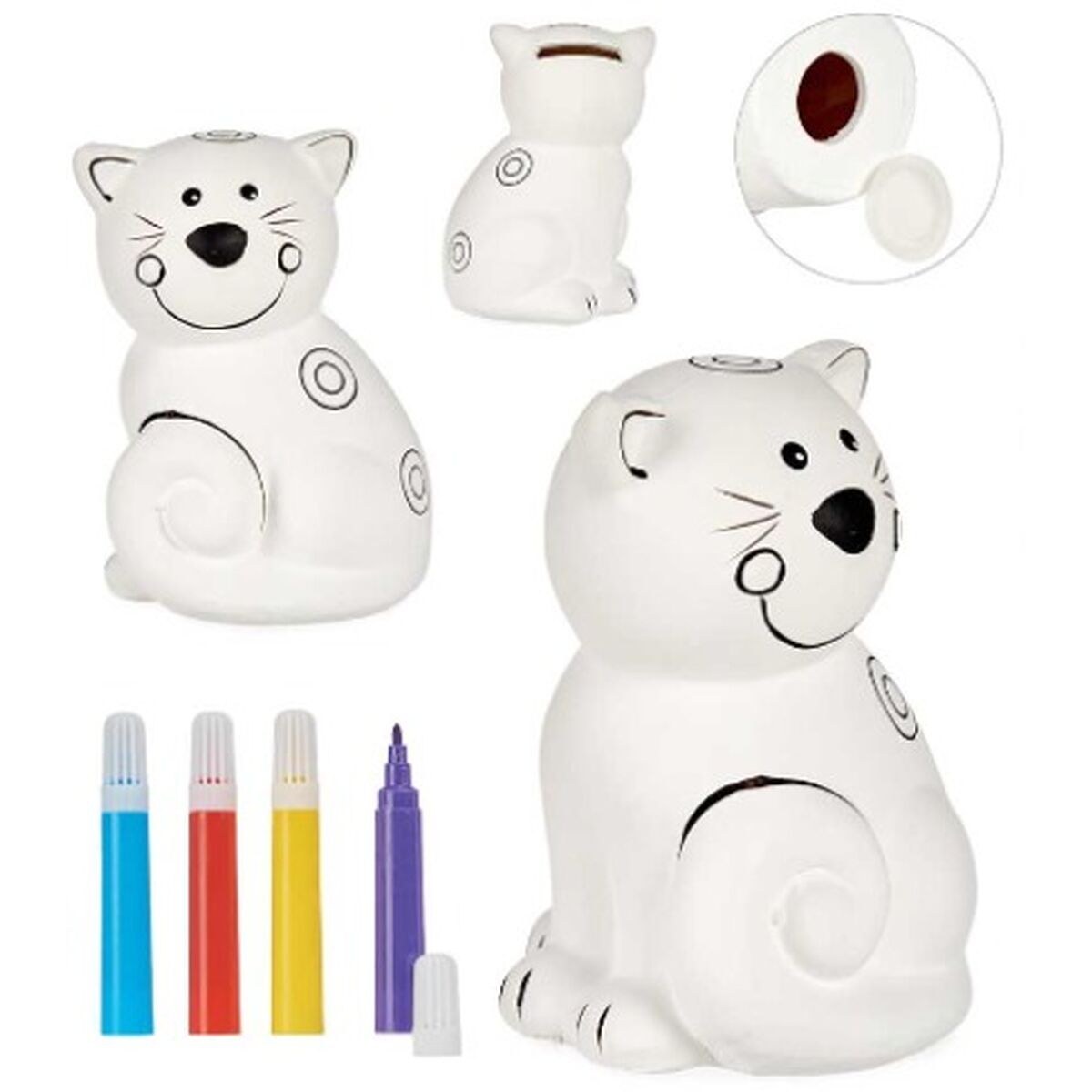Paint Your Own Money Box Ceramic Cat 9 x 11,8 x 8,5 cm (12 Units)