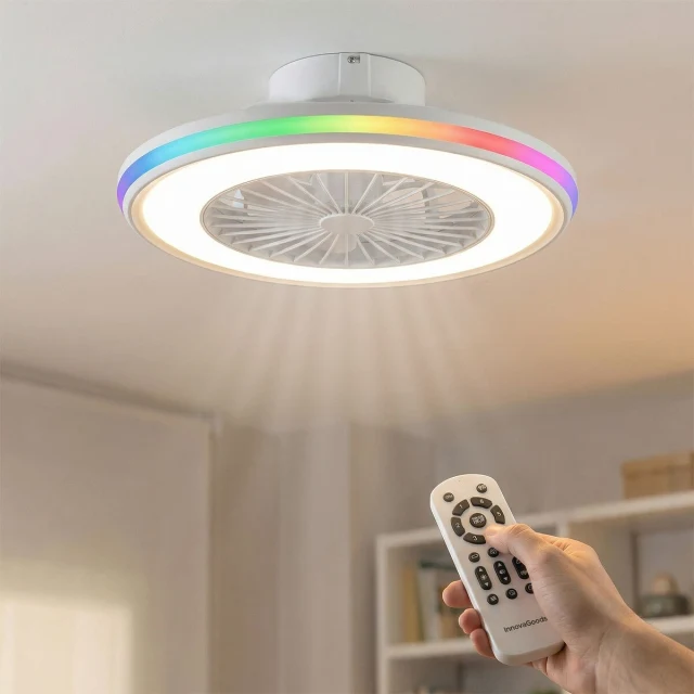 Ceiling Fan with RGB LED Light, Hidden Blades and Remote Control Nexory
