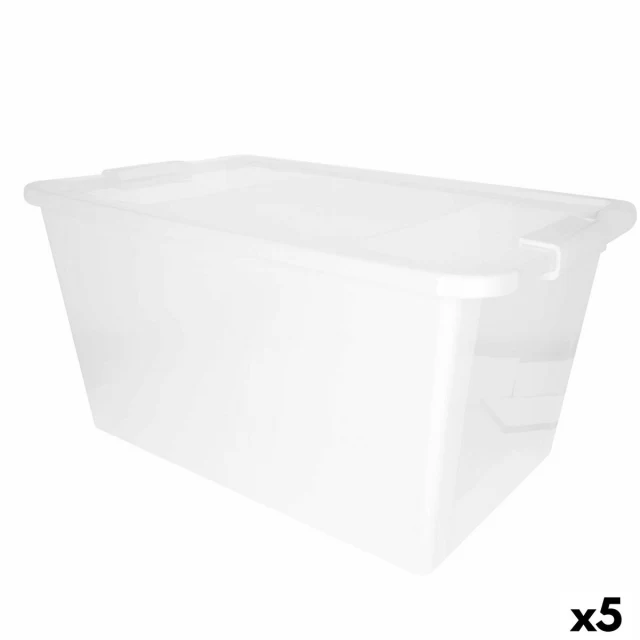 Storage Box with Lid White Plastic 40 L 55 x 28 x 35 cm (5 Units)