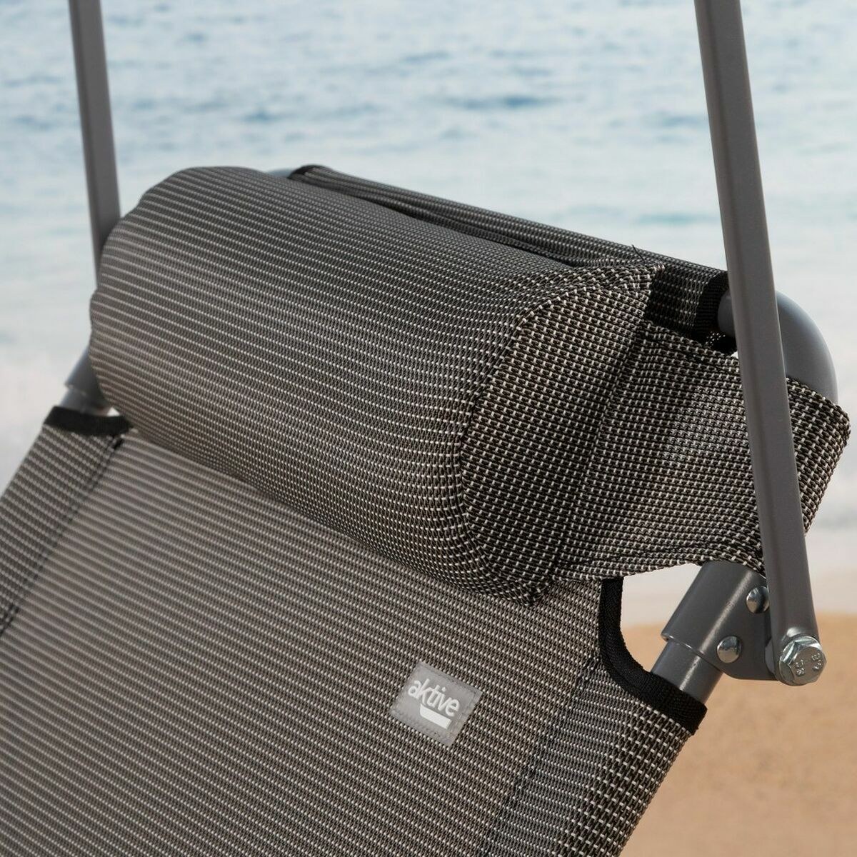 Sun-lounger Grey 193 x 53 x 30 cm Foldable Parasol