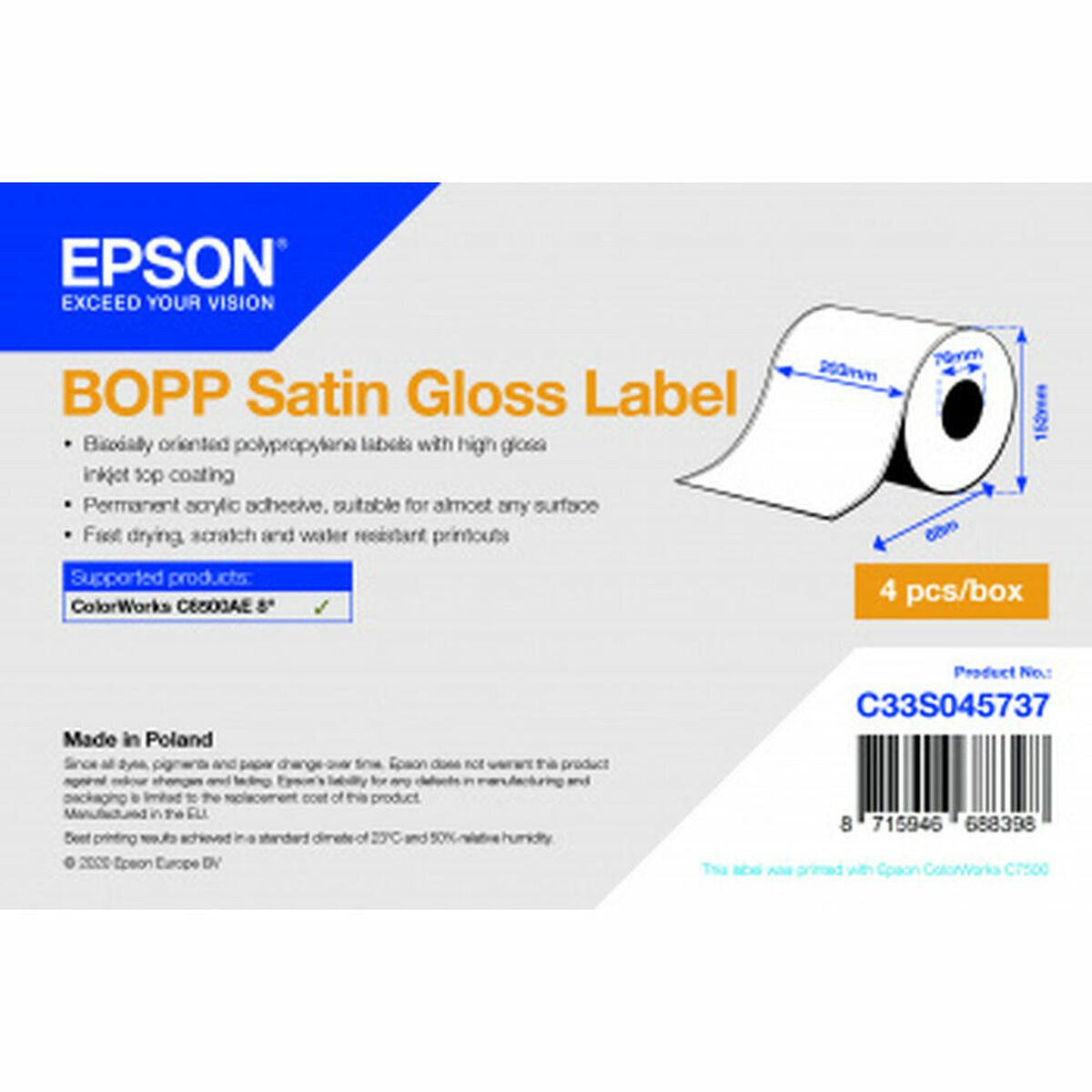 Printer Labels C33S045737 Shiny (1 Unit)