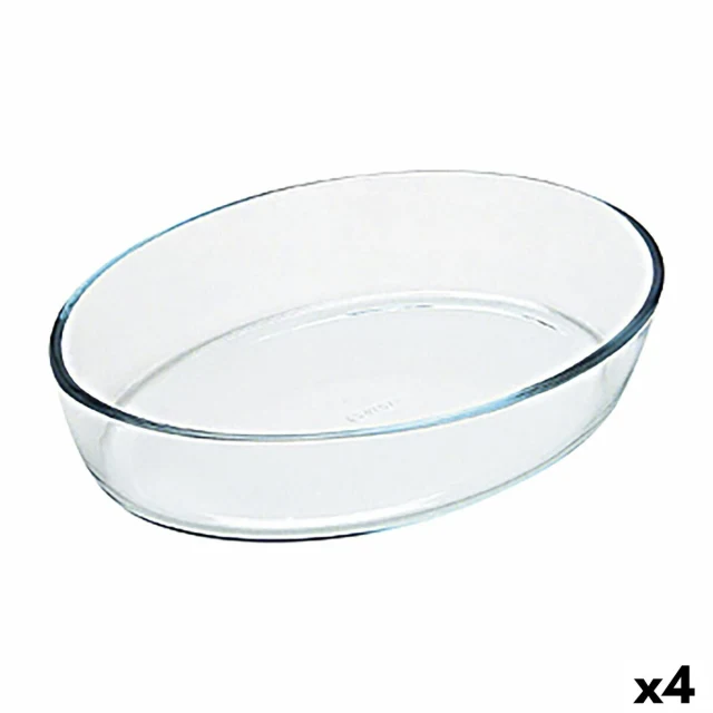 Oven Dish Classic Vidrio Transparent Glass Oval 40 x 28 x 7 cm (4 Units)