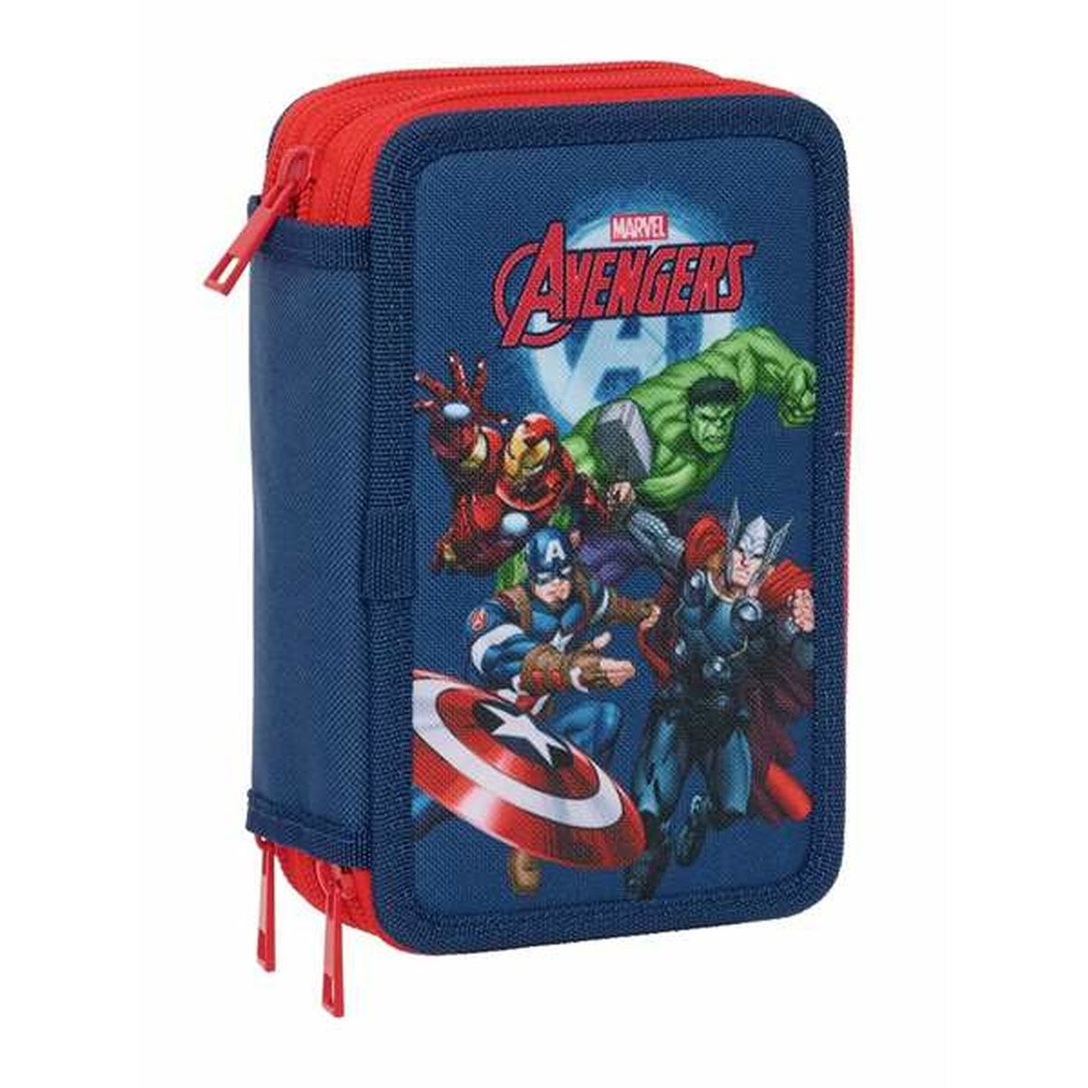 Triple Pencil Case Navy Blue 12,5 x 19,5 x 5,5 cm 37 Pieces