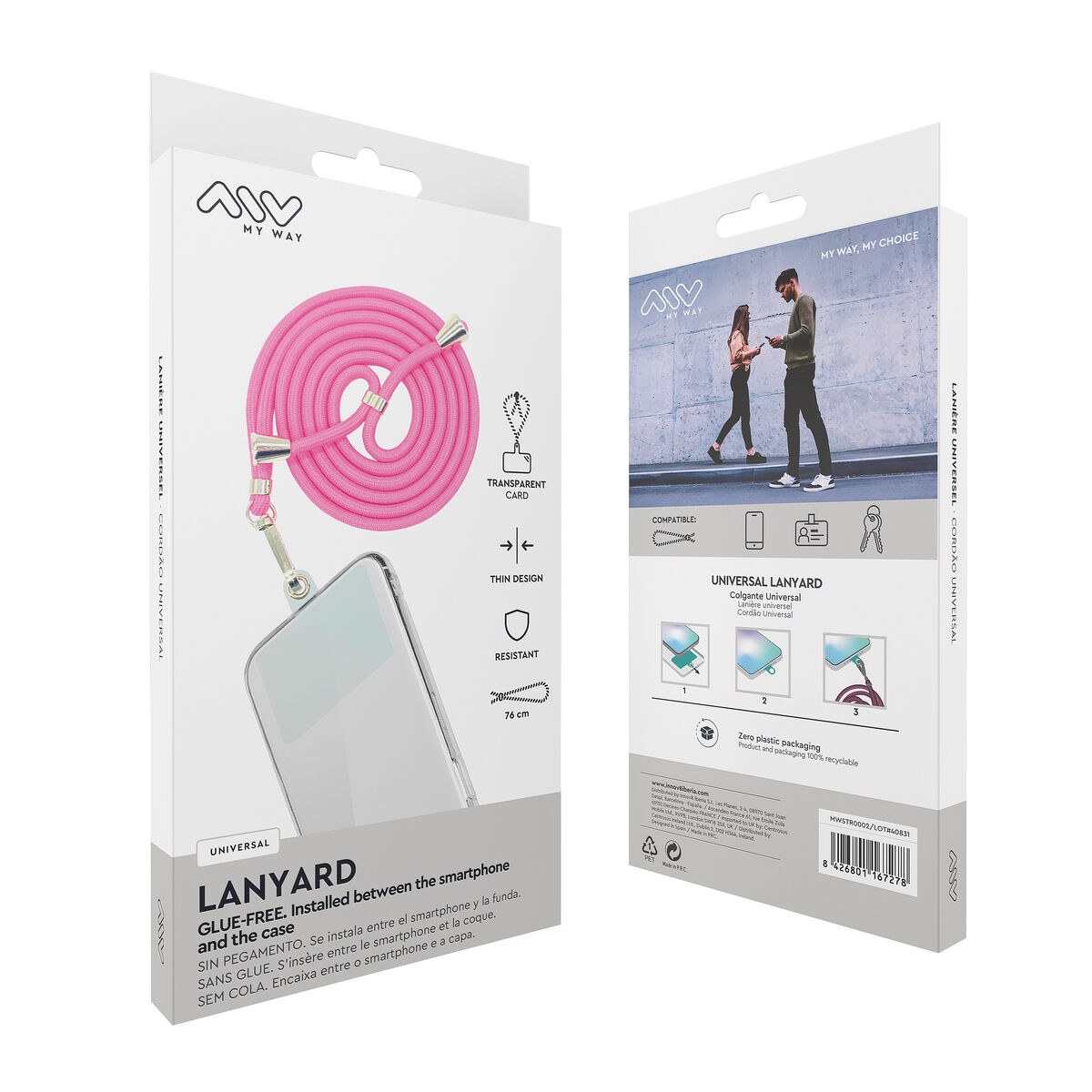 Mobile Phone Lanyard Pink