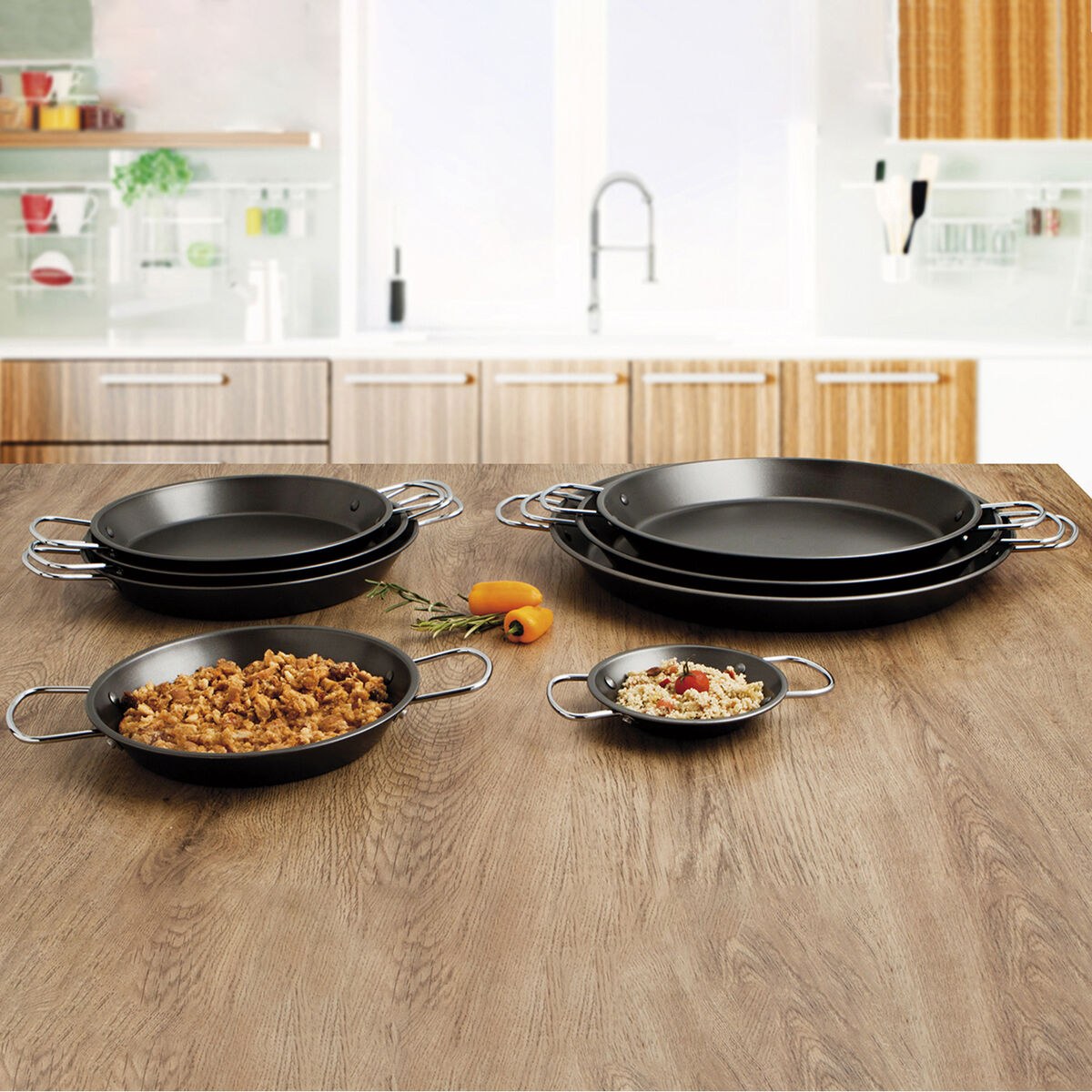 Pan Senia Black Metal Steel Ø 32 cm (6 Units)
