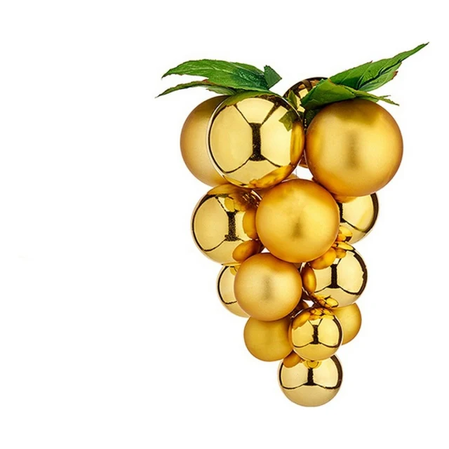 Christmas Bauble Golden Plastic Grapes Small