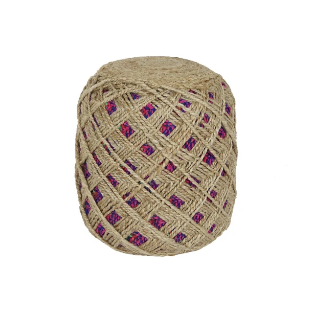 Footrest Brown Multicolour Jute 40 x 40 x 45 cm