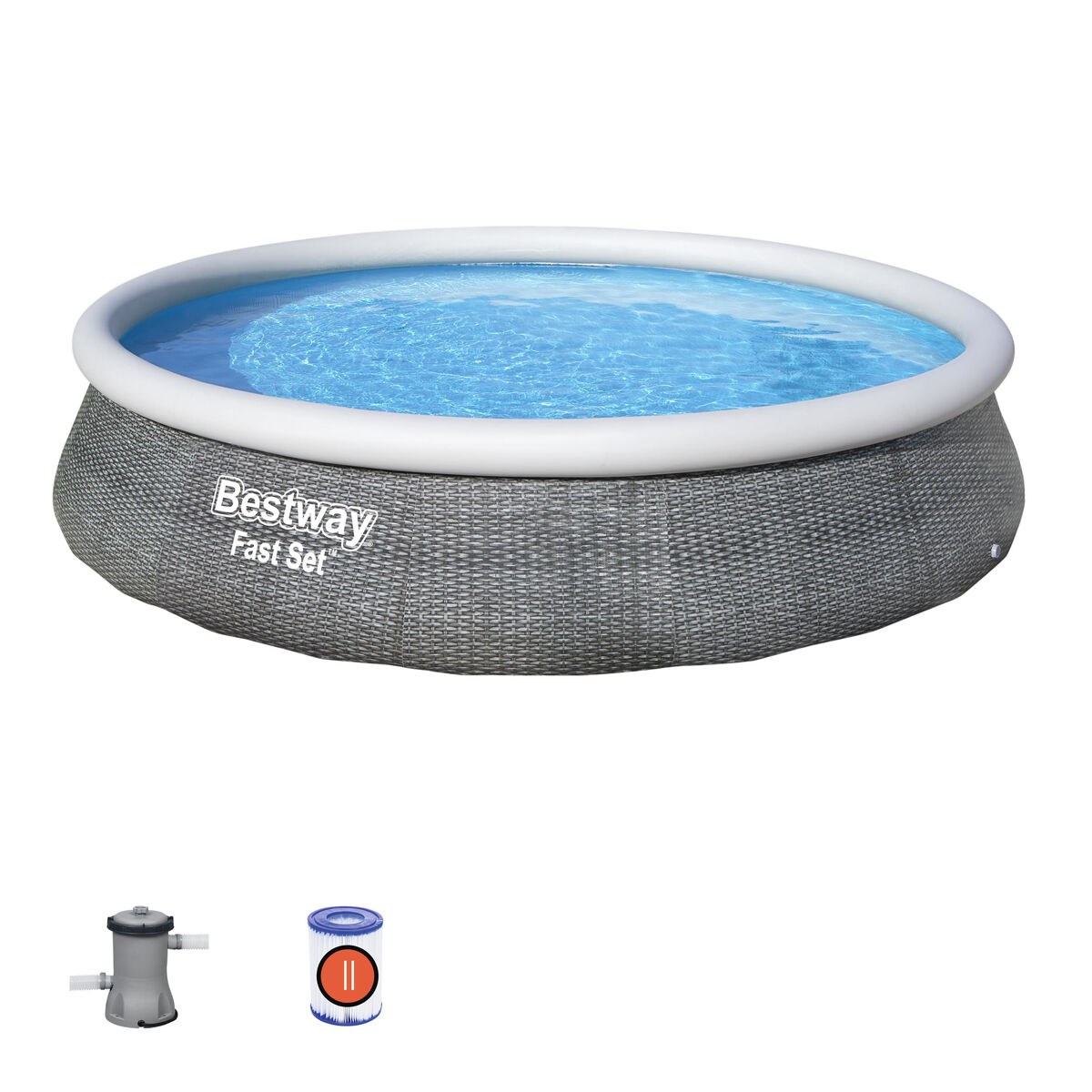 Inflatable pool Grey 7340 L 396 x 84 cm