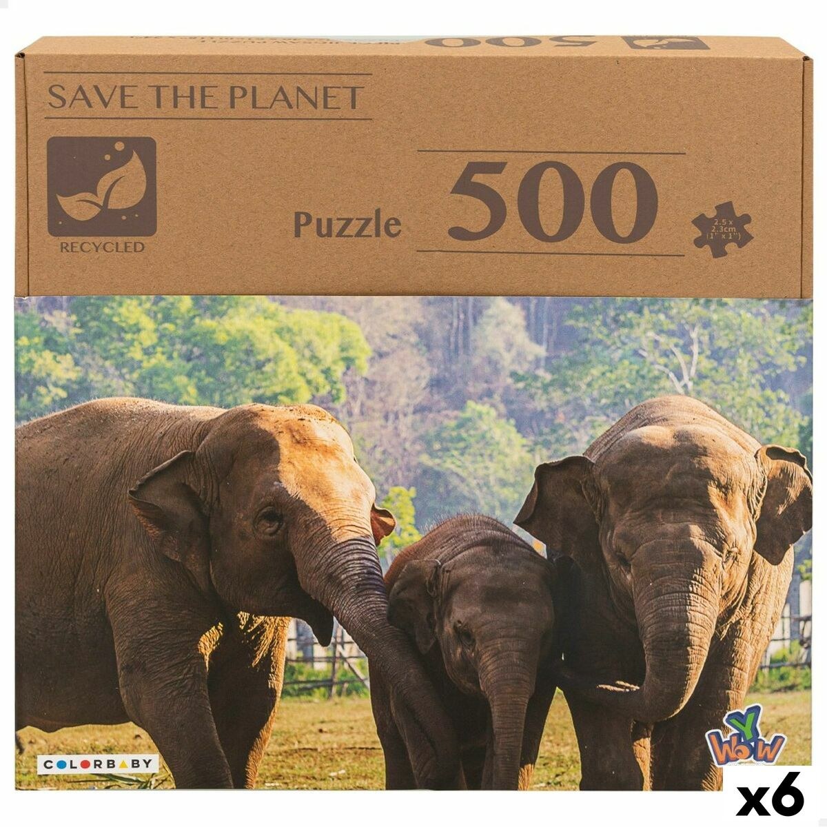 Puzzle Elephant 500 Pieces 6 Units 61 x 46 x 0,1 cm