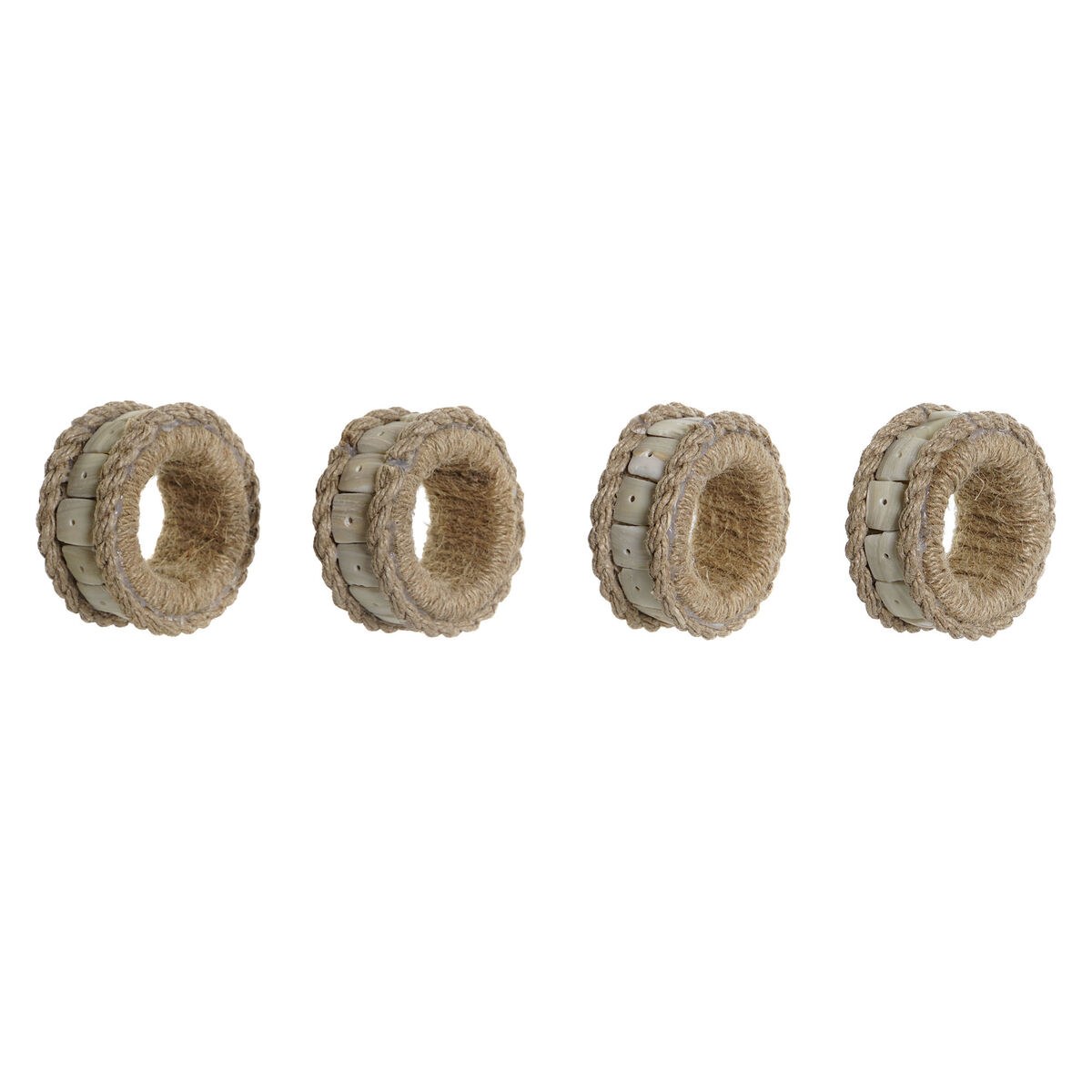 Napkin ring Natural Jute Resin Aluminium 6 x 3 x 6 cm 4 Pieces