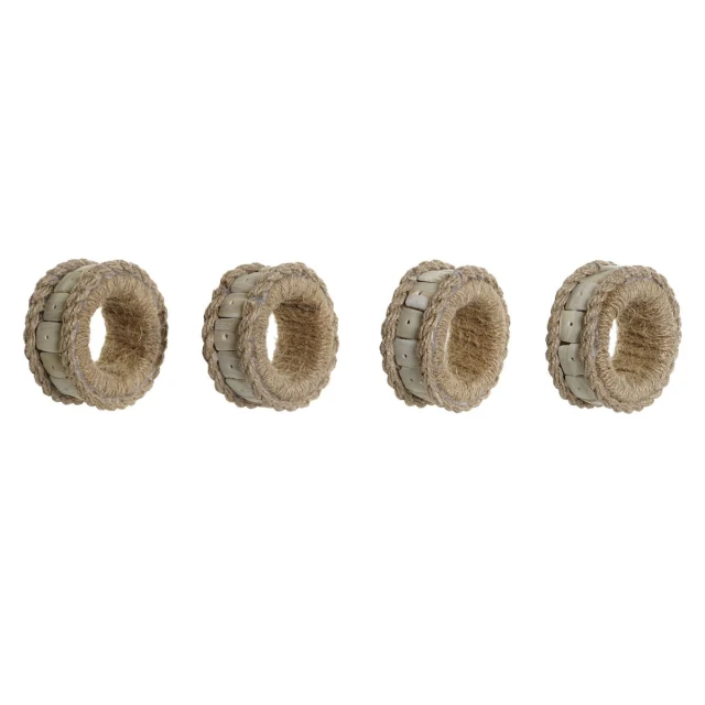 Napkin ring Natural Jute Resin Aluminium 6 x 3 x 6 cm 4 Pieces