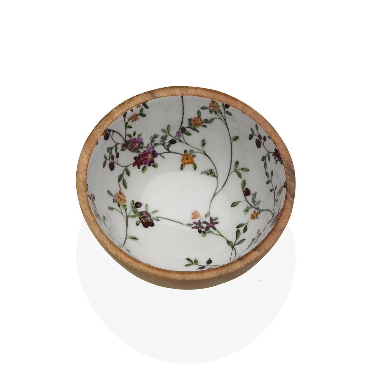 Snack Bowl Bamboo Porcelain Mango wood Flowers Field 13 x 7 x 13 cm