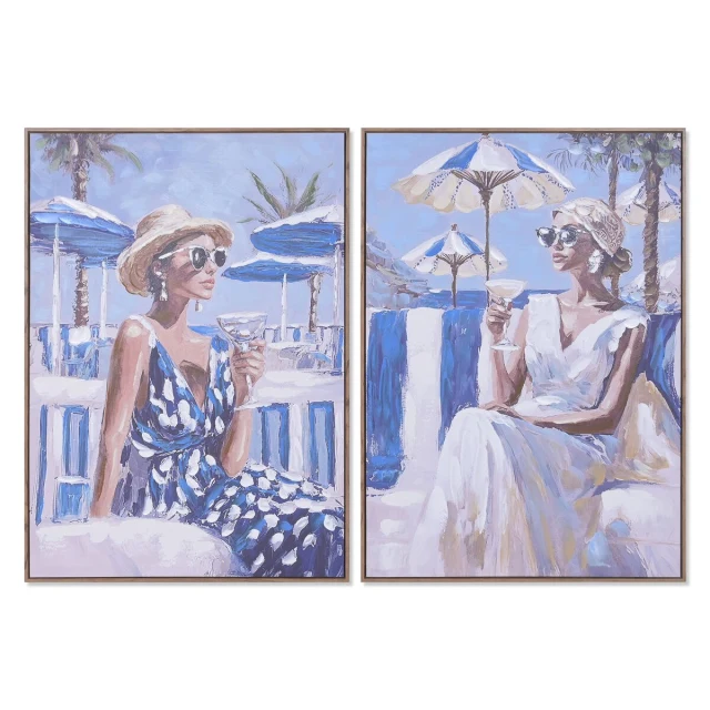 Canvas Blue White Mediterranean chica 70 x 3,5 x 100 cm (2 Units)