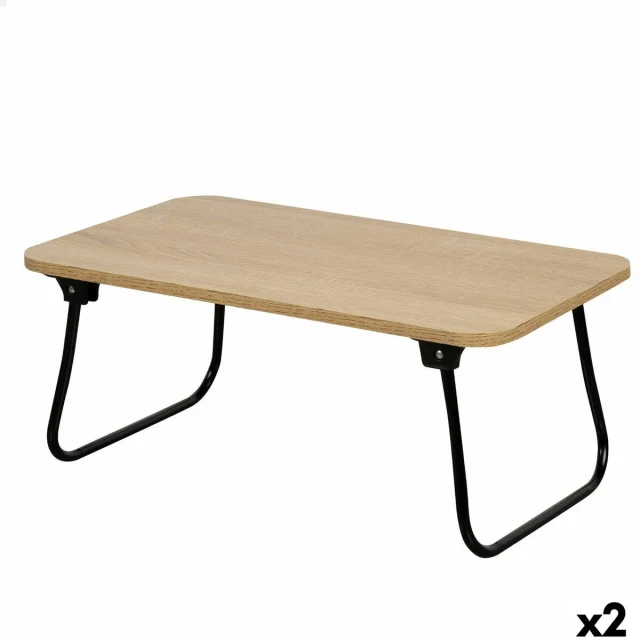 Folding Tray for Bed Wood Steel Melamin 53 x 22 x 30 cm 2 Units