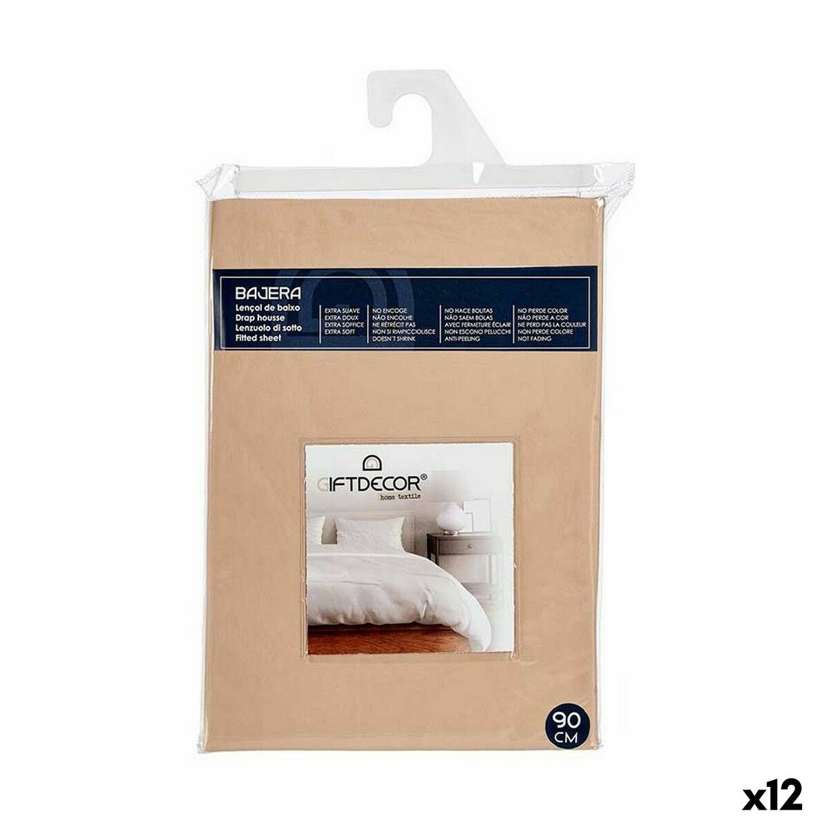 Fitted sheet Beige 90 cm (12 Units)