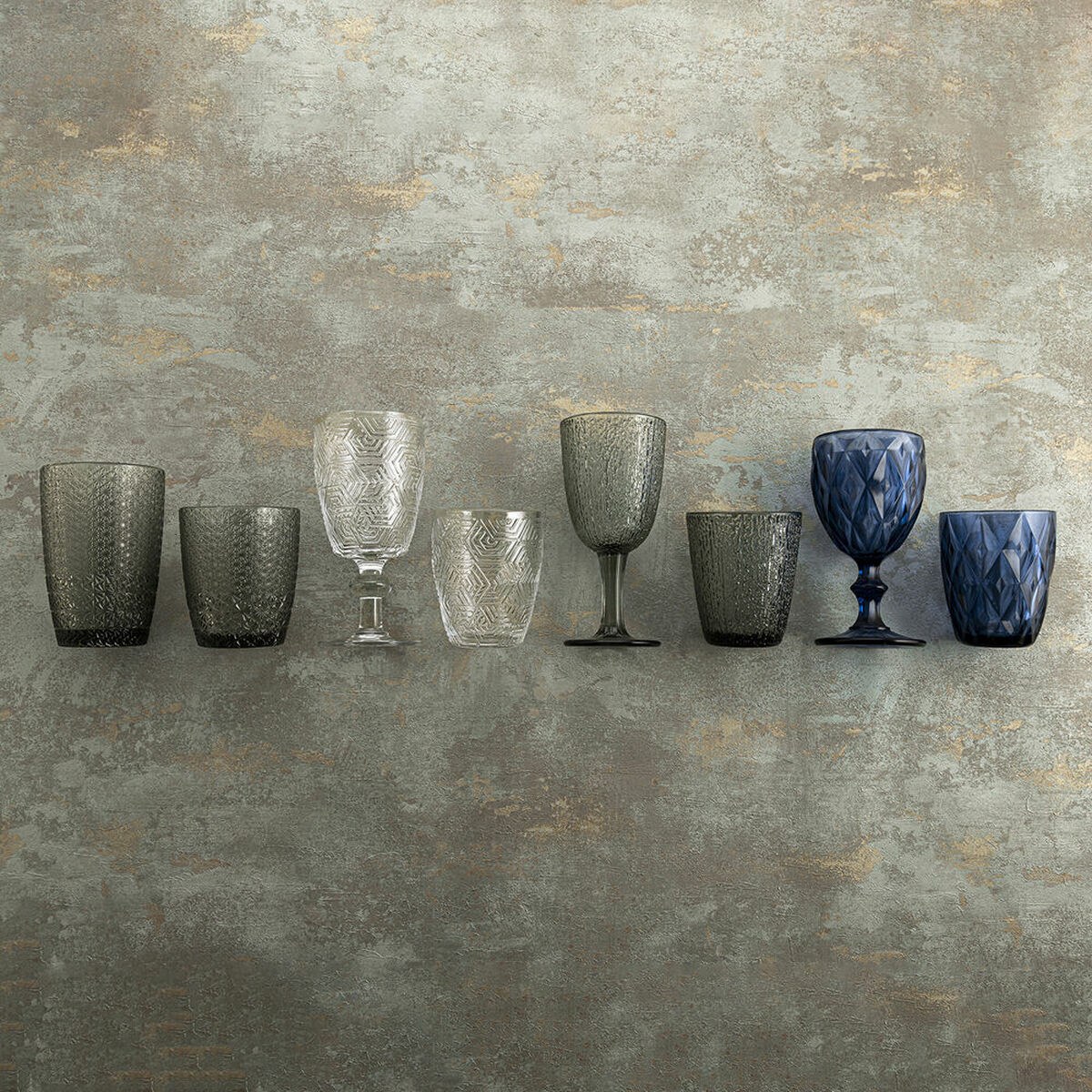 Set of glasses Ikonic Grey Glass 350 ml 6 Pieces