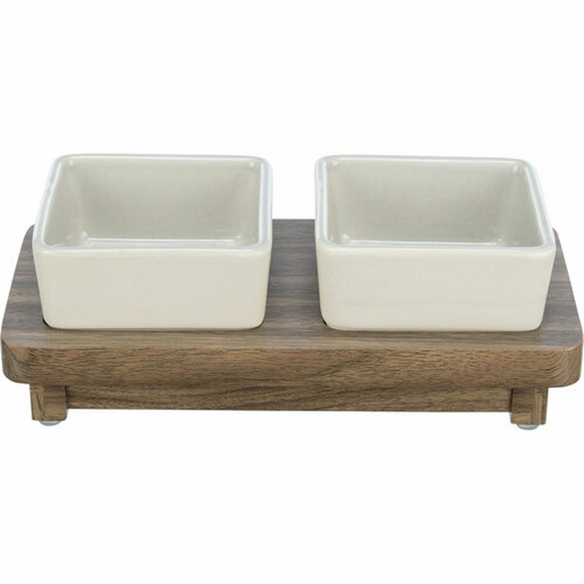 Dog Feeder CityStyle Brown Grey Ceramic Silicone MDF Wood 2 x 400 ml