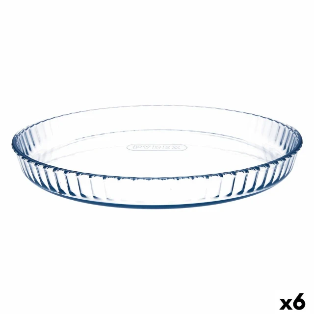 Cake Mould Classic Vidrio Transparent Glass Flat Circular 31 x 31 x 4 cm 6 Units