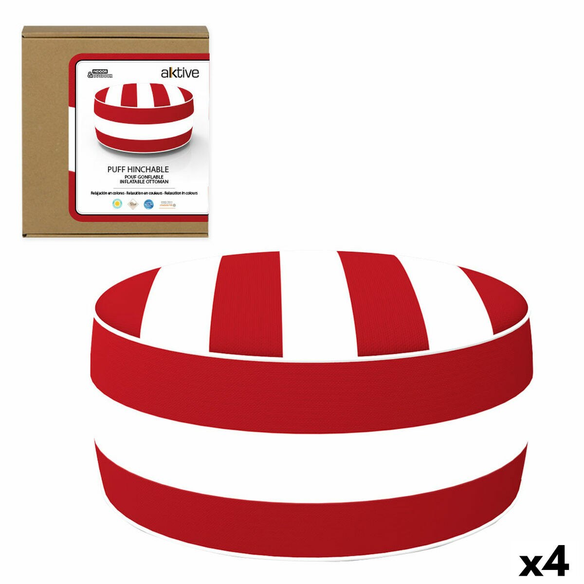 Inflatable Puff Striped Colonial 53 x 23 x 53 cm (4 Units)