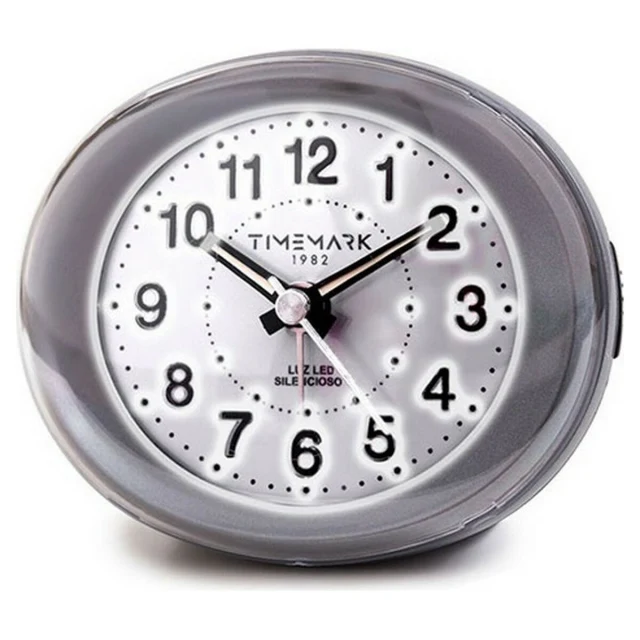 Analogue Alarm Clock Grey LED Light Silent Snooze Night mode 9 x 9 x 5,5 cm (9 x 9 x 5,5 cm)