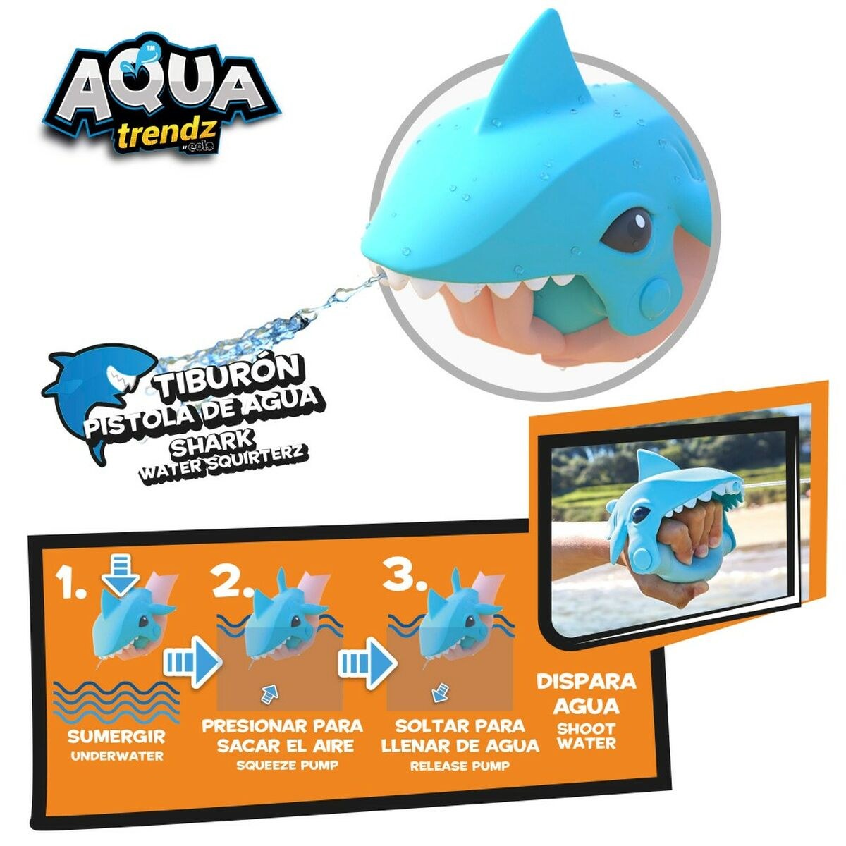 Set of water pistols and diving mask Shark 18 x 15 x 8,5 cm (4 Units)