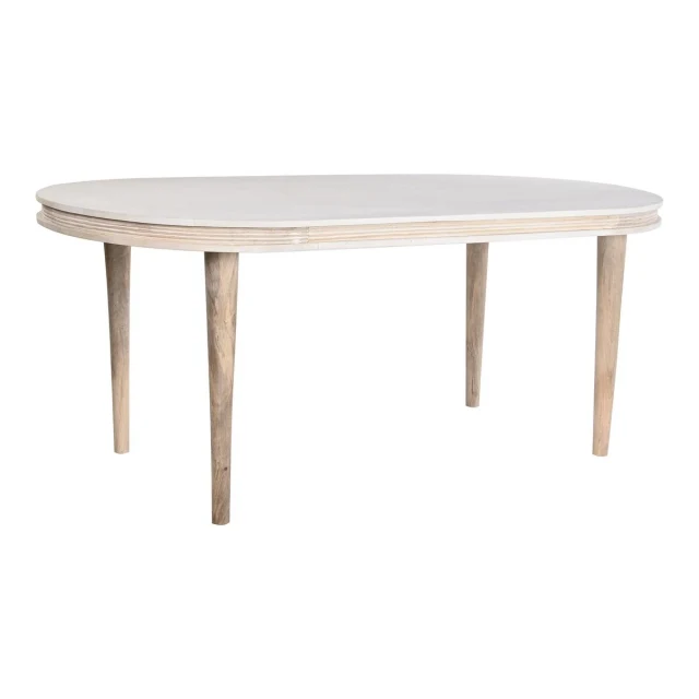 Dining Table White Golden Brass Mango wood 180 x 90 x 76 cm