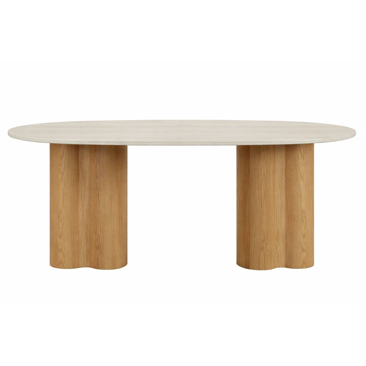 Dining Table Light brown Granite MDF Wood 180 x 90 x 75 cm