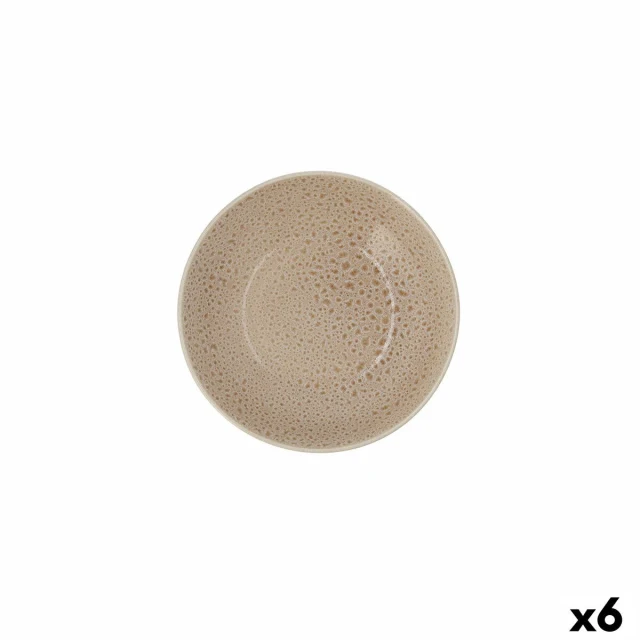 Deep Plate Porous Ceramic Beige Ø 21 cm (6 Units)