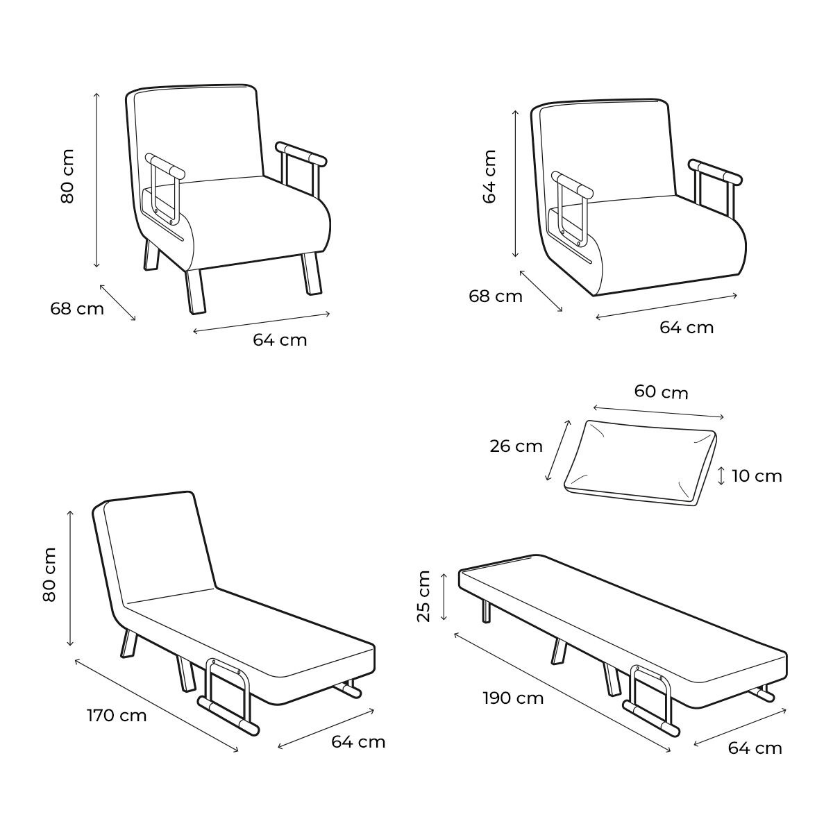 4-in-1 Convertible Single Sofa Bed Softfa