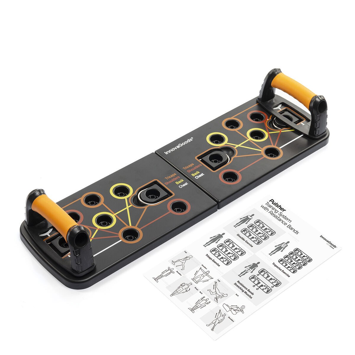 Push-Up Board with Resistance Bands and Exercise Guide (Refurbished A)