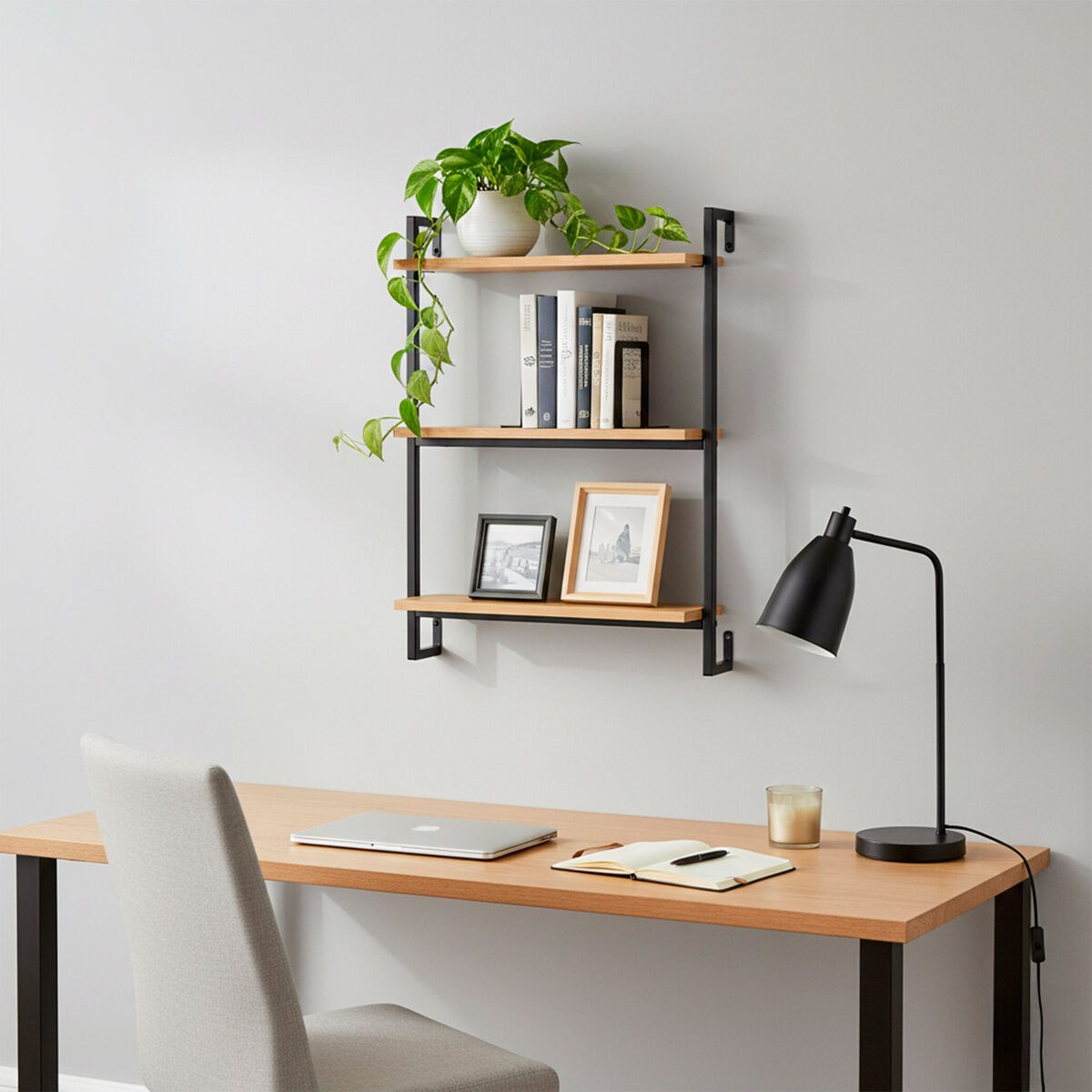 Shelves Iron MDF Wood 40 X 55 X 12 cm (4 Units)